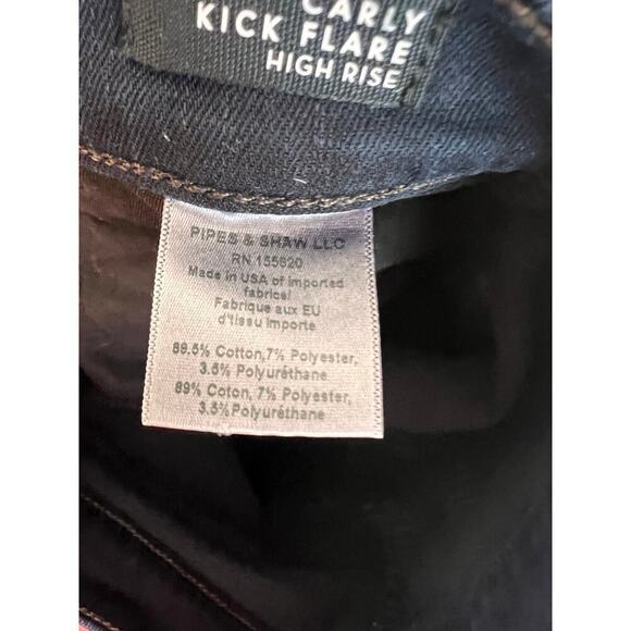 Veronica Beard Carly Kick Flare High Rise Raw Hem Jeans Dark Ink Women's Size 24 - Picture 11 of 12
